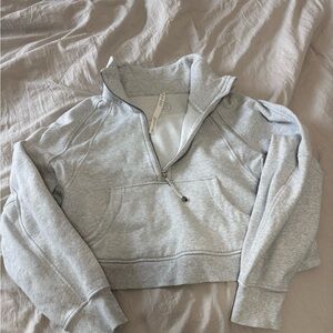 lululemon athletica Light Gray Cropped Quarter-Zip Pullover